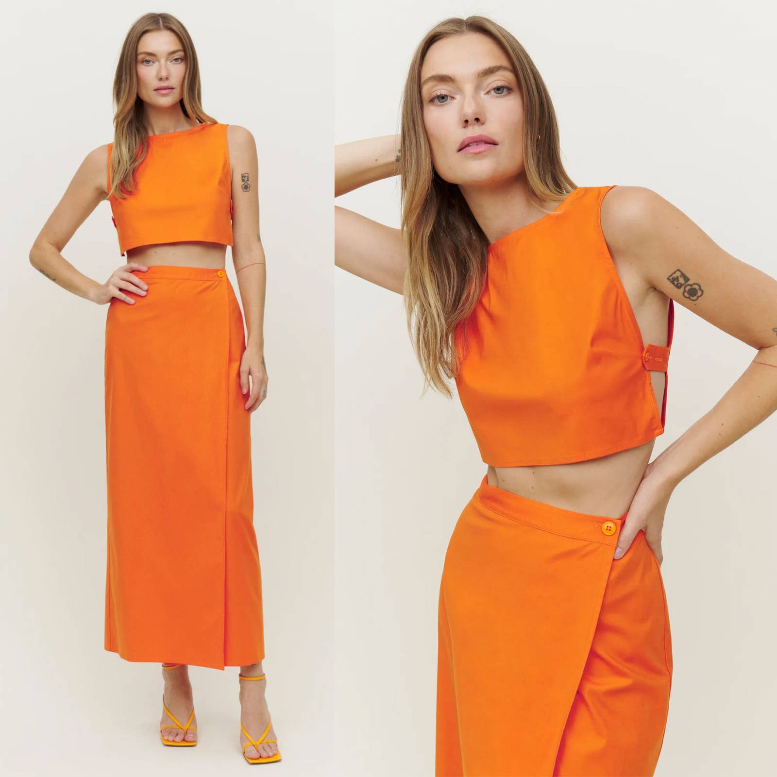 Reformation Nwt Mylie Two Piece Sets In Citrus Size 6